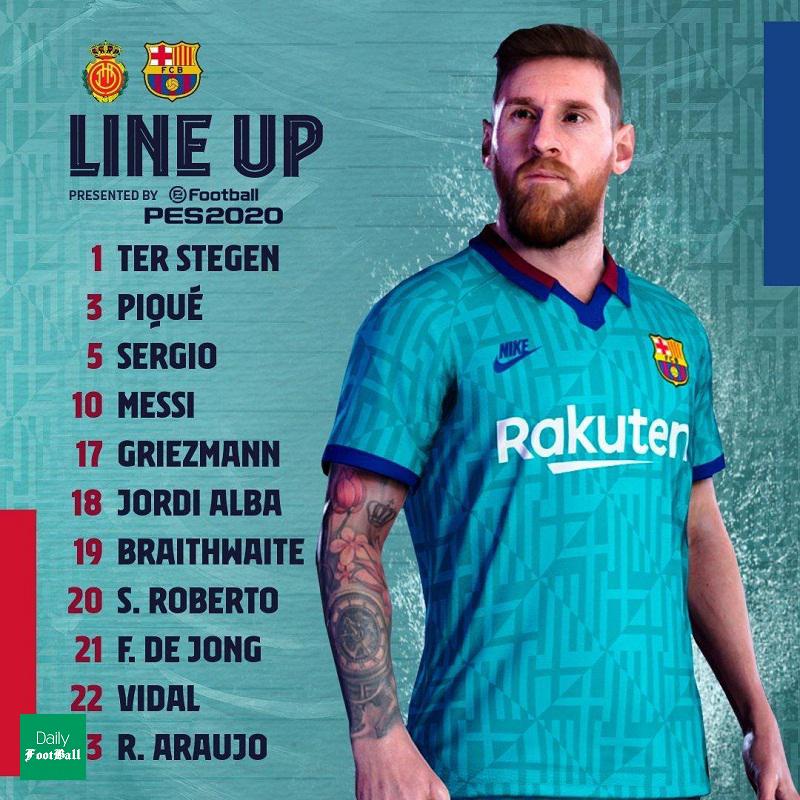 ترکیب بارسلونا مقابل مایورکا برای بازی امشب 24 خرداد 99