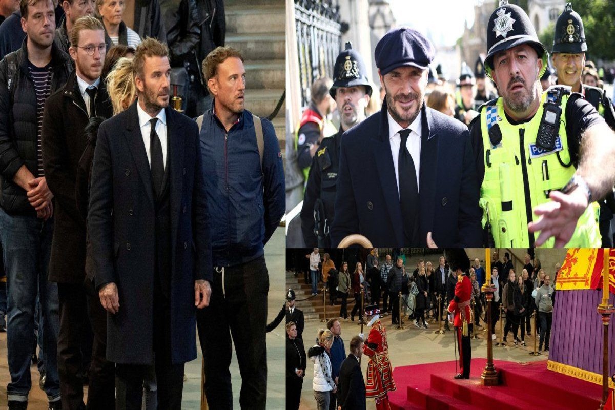 فیلم| انتظار 12 ساعته دیوید بکام برای ادای احترام به ملکه الیزابت