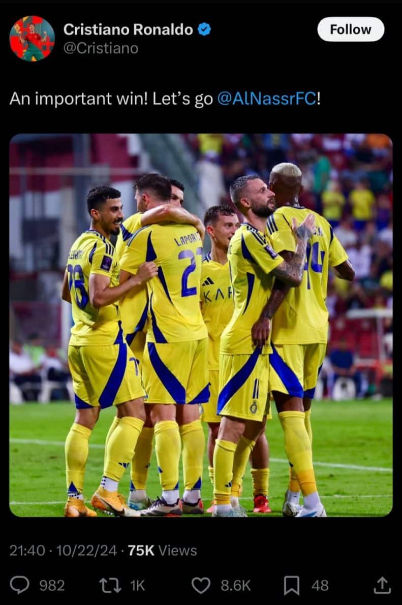 عکس| واکنش سریع رونالدو به شکست استقلال؛ پیام رمزآلود یا حمایت غیرمنتظره؟