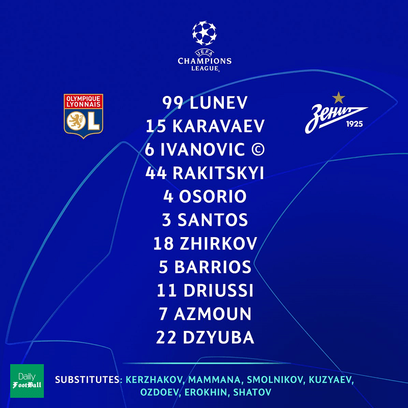 حضور سردار آزمون در ترکیب زنیت مقابل لیون