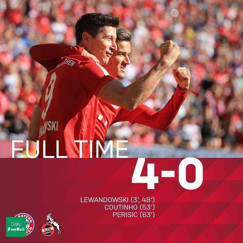 نتیجه بازی بایرن مونیخ و کلن/ پای کوتینیو به گلزنی باز شد