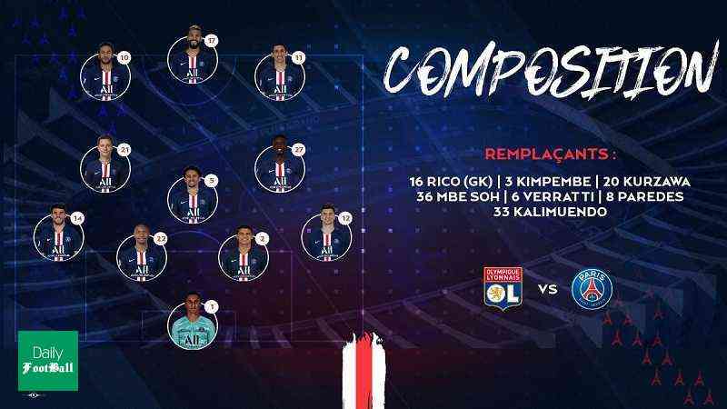 ترکیب اصلی پاری سن ژرمن مقابل لیون در لوشامپیونه