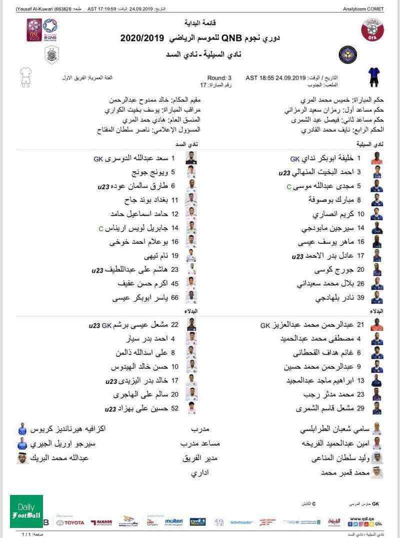 حضور کریم انصاری فرد در ترکیب السیلیه مقابل السد