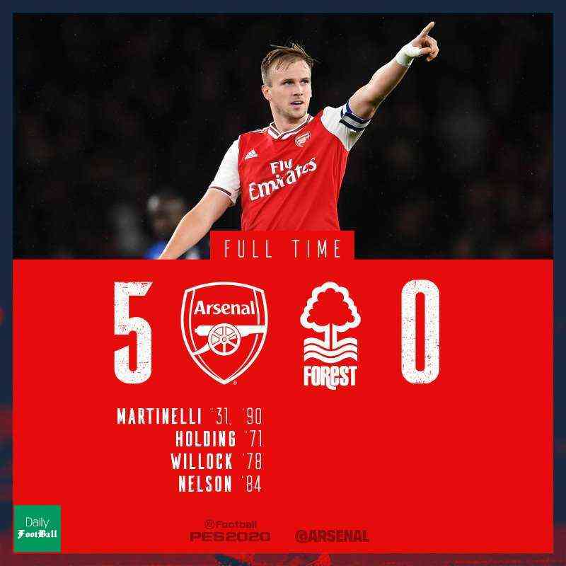 نتیجه بازی آرسنال و ناتینگهام فارست/ برد پرگل توپچی‌ها