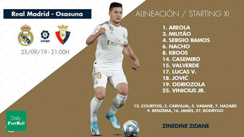 ترکیب اصلی رئال مادرید مقابل اوساسونا