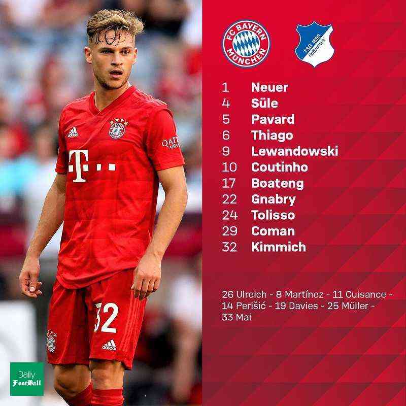 ترکیب اصلی بایرن مونیخ مقابل هوفنهایم