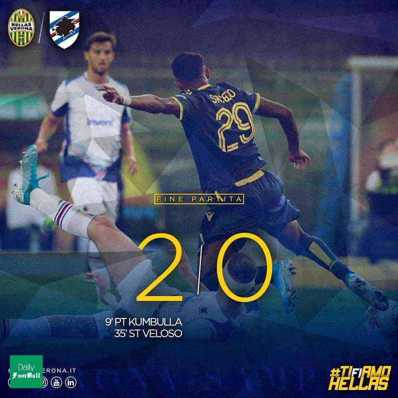 پیروزی خانگی هلاس ورونا مقابل سمپدوریا