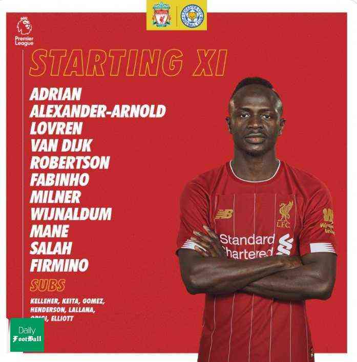 ترکیب اصلی لیورپول مقابل لسترسیتی