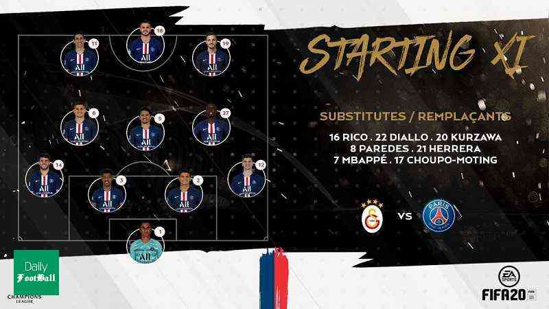 ترکیب اصلی پاری سن ژرمن مقابل گالاتاسرای