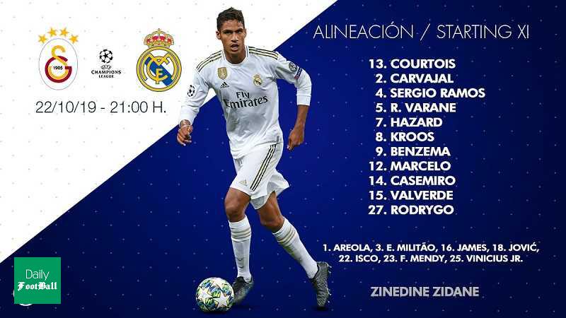 ترکیب اصلی رئال مادرید مقابل گالاتاسرای