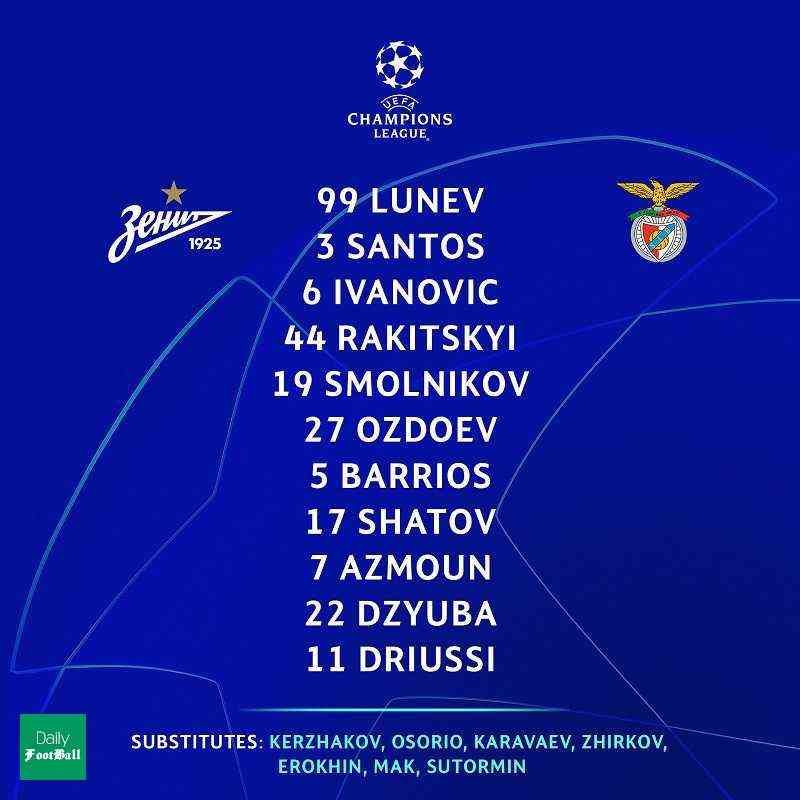 سردار آزمون در ترکیب اصلی زنیت مقابل بنفیکا