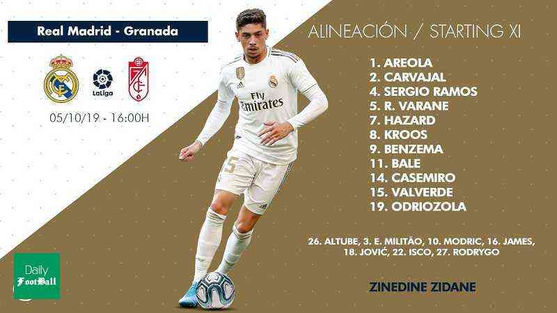 ترکیب اصلی رئال مادرید مقابل گرانادا