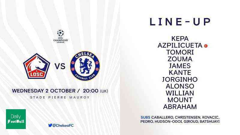 ترکیب اصلی چلسی مقابل لیل