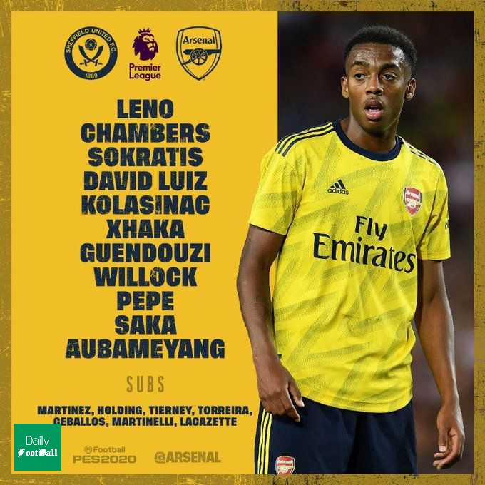 ترکیب اصلی آرسنال مقابل شفیلد یونایتد