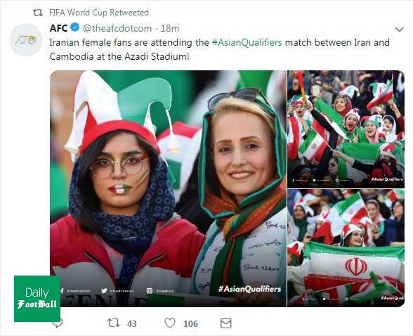 واکنش ای اف سی به حضور زنان ایرانی در ورزشگاه آزادی