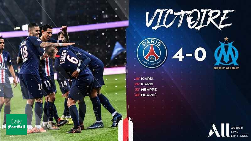 نتیجه بازی پاری سن ژرمن و مارسی/ پیروزی پی اس جی با دبل امباپه و ایکاردی