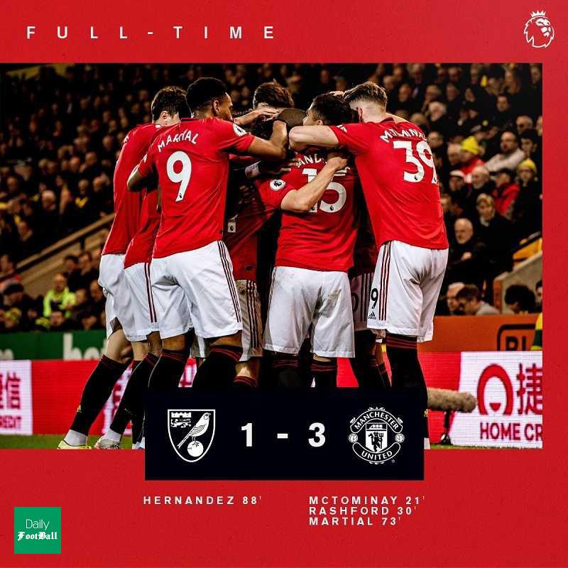 نتیجه بازی منچستریونایتد و نوریچ/ پیروزی خارج از خانه شیاطین سرخ