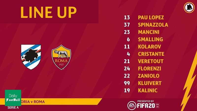 ترکیب اصلی رم مقابل سمپدوریا