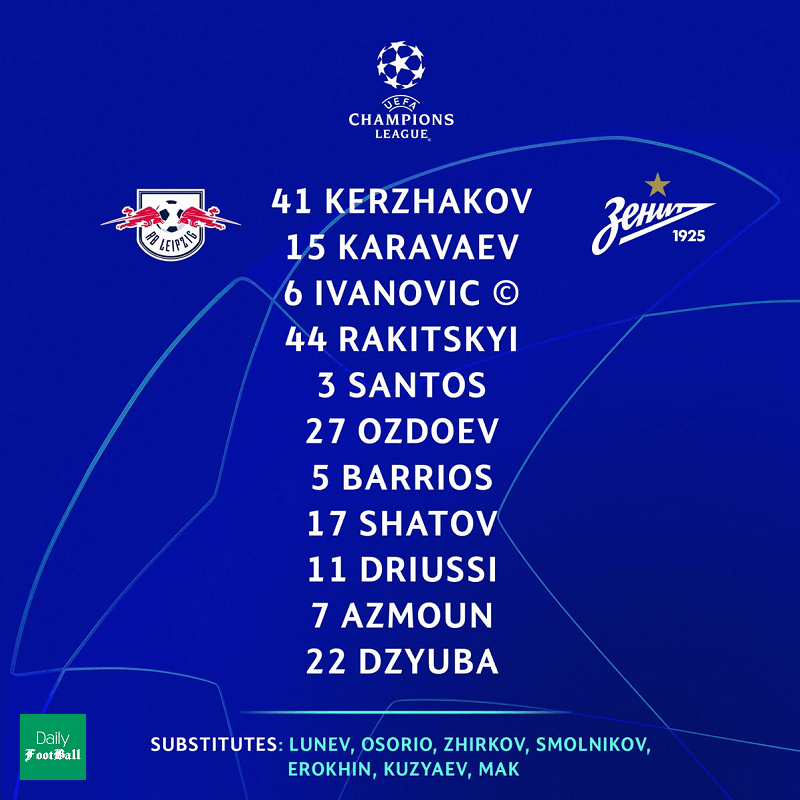 سردار آزمون در ترکیب اصلی زنیت مقابل لایپزیگ