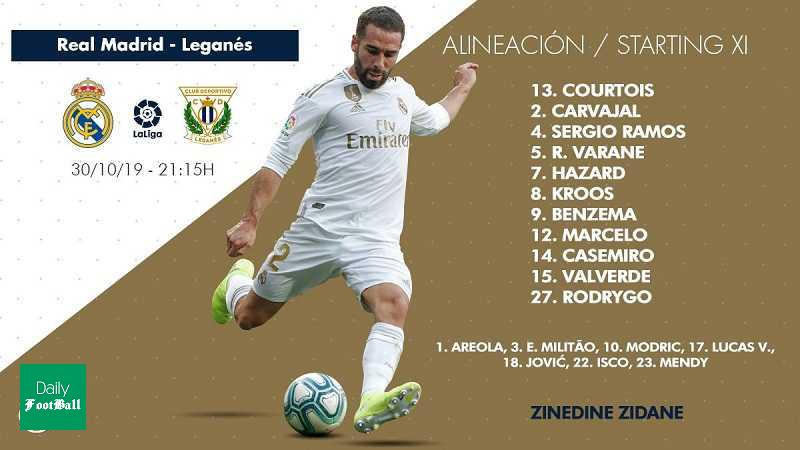 ترکیب رئال مادرید مقابل لگانس/ کورتوا درون دروازه رئال