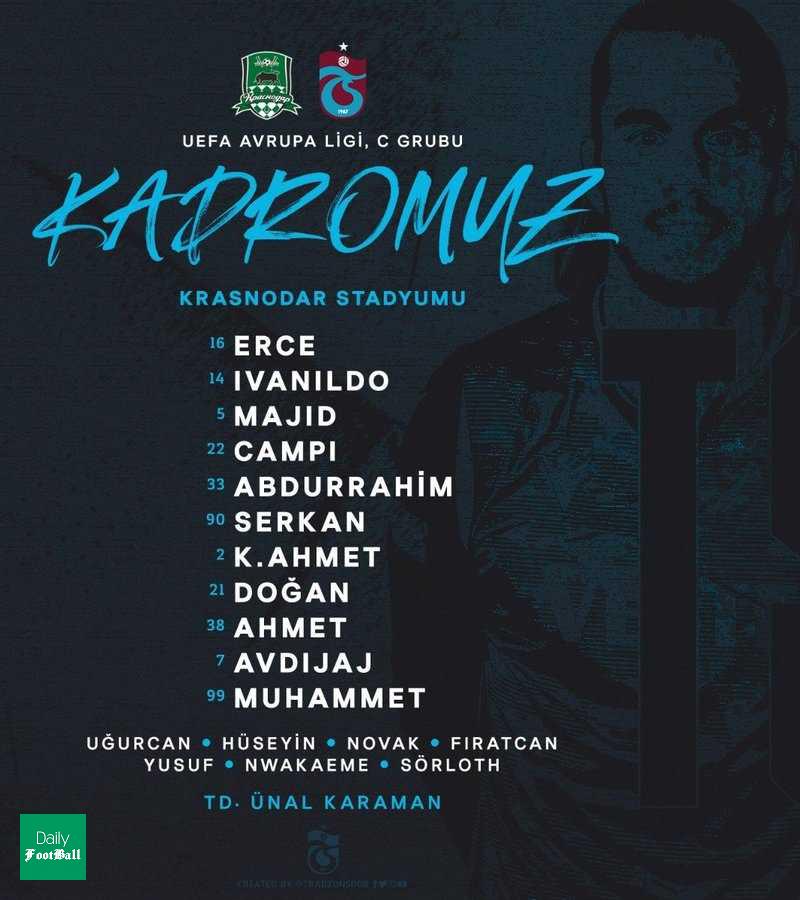 حسینی در ترکیب اصلی ترابزون اسپور مقابل کراسنودار