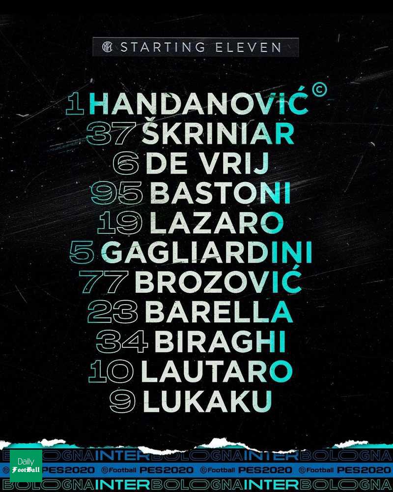 ترکیب اینتر مقابل بولونیا در هفته یازدهم سری آ