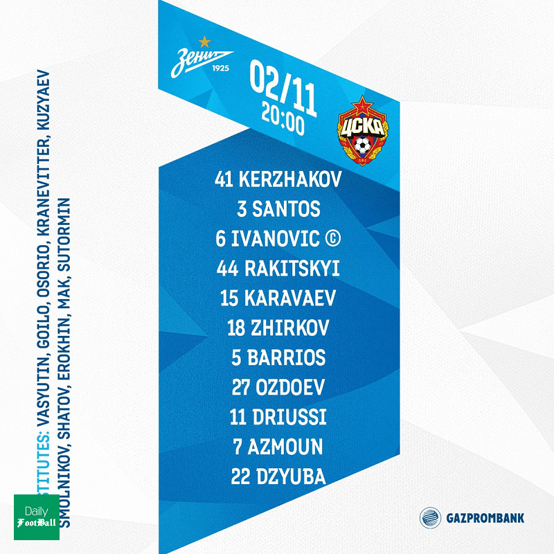 سردار آزمون در ترکیب زنیت مقابل زسکا مسکو