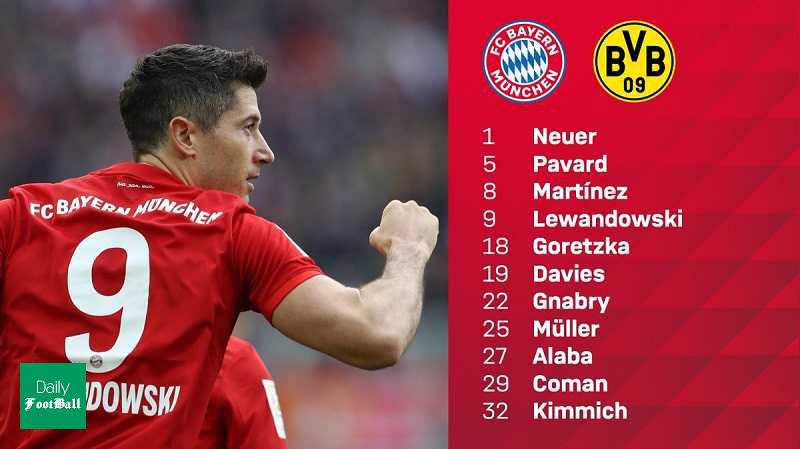 ترکیب بایرن مونیخ و دورتموند برای بازی امشب