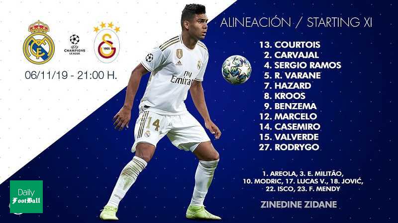 ترکیب رئال مادرید مقابل گالاتاسرای اعلام شد