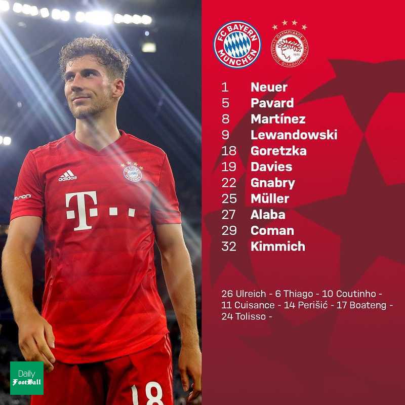 ترکیب بایرن مونیخ مقابل المپیاکوس مشخص شد