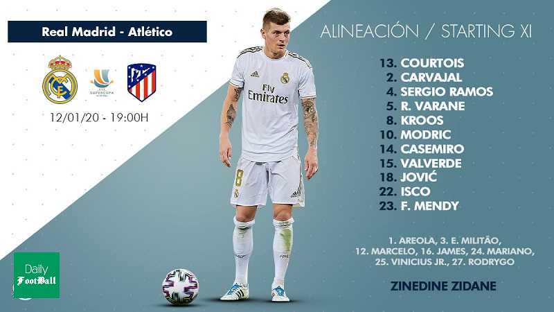 ترکیب رئال مادرید و اتلتیکو مادرید برای بازی امشب 22 دی 98