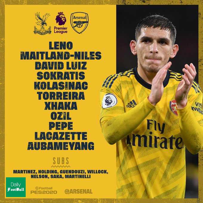 ترکیب آرسنال مقابل کریستال پالاس برای بازی امروز 21 دی 98