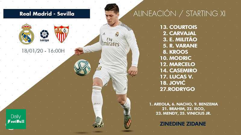 ترکیب رئال مادرید مقابل سویا برای بازی امشب شنبه 28 دی 98