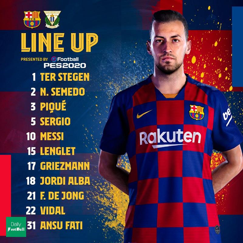 ترکیب بارسلونا مقابل لگانس برای بازی امشب پنجشنبه 10 بهمن 98