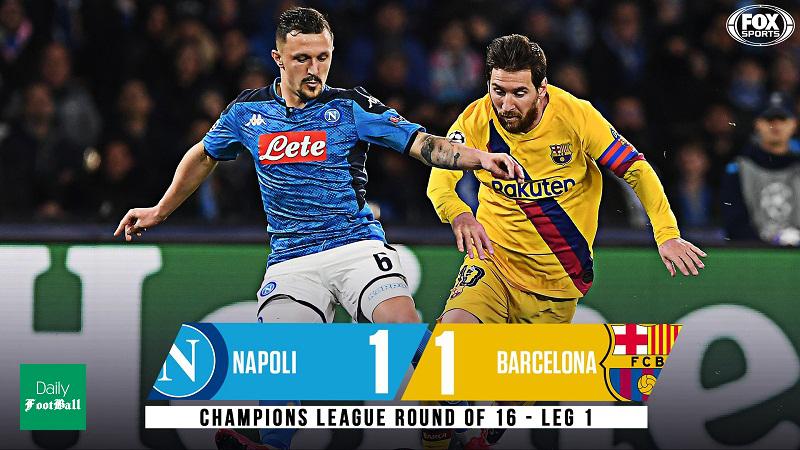 نتیجه بازی بارسلونا و ناپولی دیشب سه شنبه 6 اسفند 98