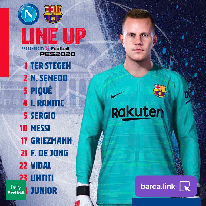 ترکیب بارسلونا مقابل ناپولی برای بازی امشب 6 اسفند 98