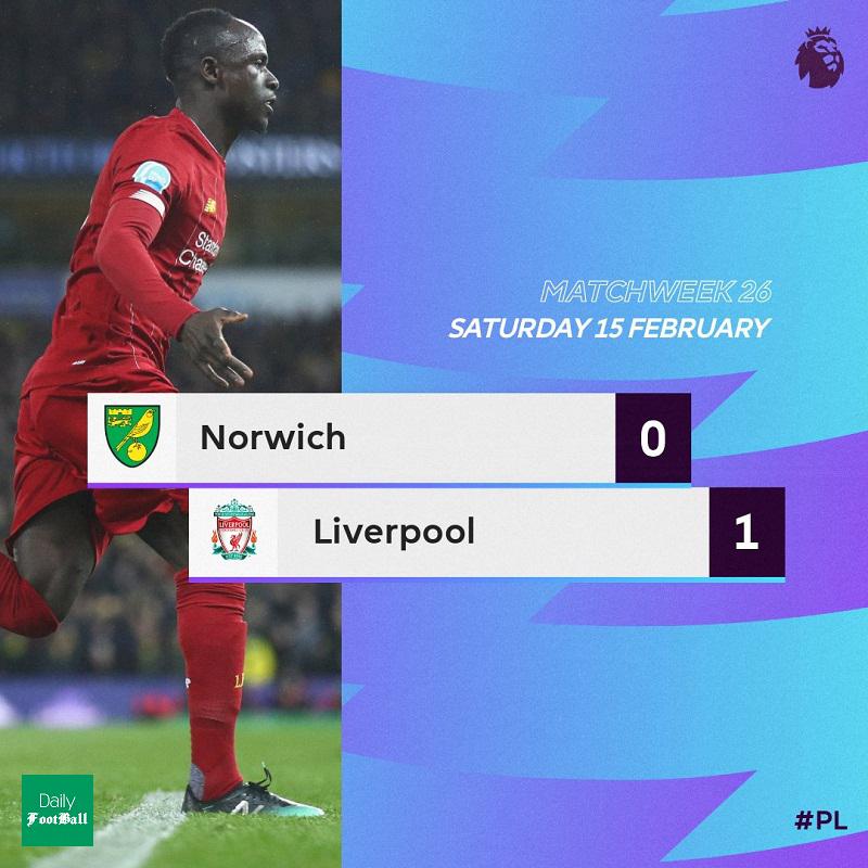 نتیجه بازی لیورپول و نوریچ سیتی امشب شنبه 26 بهمن 98