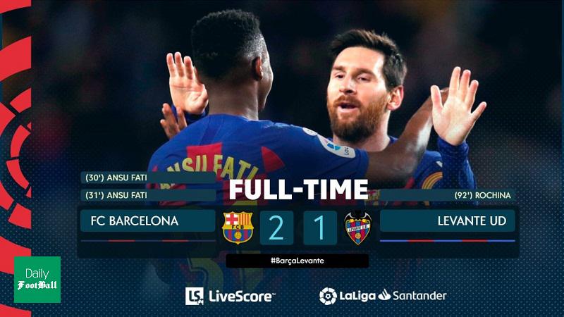 نتیجه بازی بارسلونا و لوانته/ پیروزی سخت بارسا
