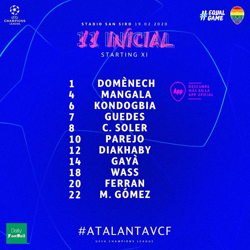 ترکیب آتالانتا و والنسیا برای بازی امشب 30 بهمن 98