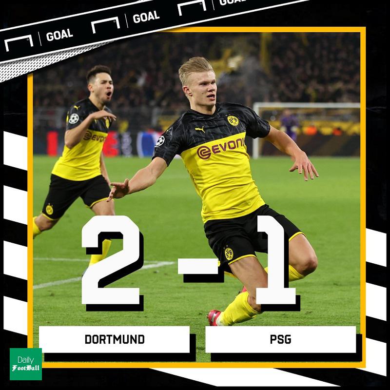نتیجه بازی دورتموند و پاری سن ژرمن/ پیروزی زنبورها با دبل هالاند