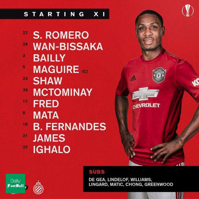 ترکیب منچستریونایتد مقابل کلوب بروژ برای بازی امشب 8 اسفند 98