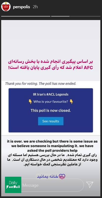 اعتراض پرسپولیس به نتایج نظرسنجی AFC