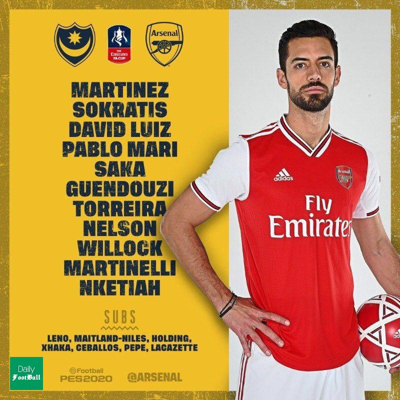 ترکیب آرسنال مقابل پورتسموث برای بازی امشب 12 اسفند 98