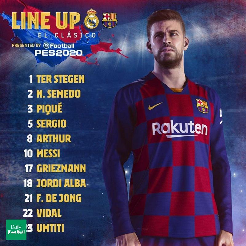 ترکیب رئال مادرید و بارسلونا برای ال کلاسیکو امشب 11 اسفند 98