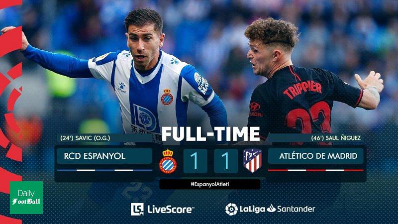 نتیجه بازی اتلتیکو مادرید و اسپانیول/ تساوی خارج از خانه روخی بلانکو