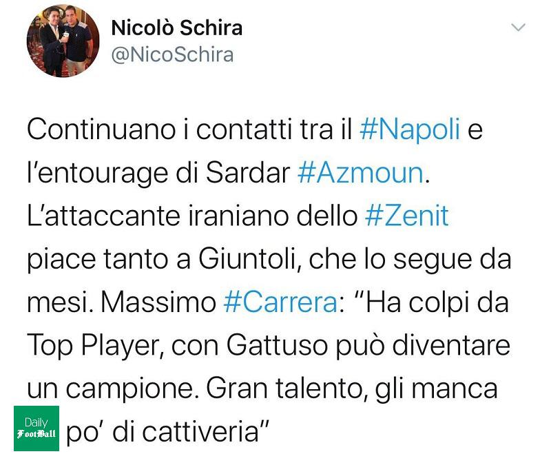 سردار آزمون به ناپولی نزدیک شد