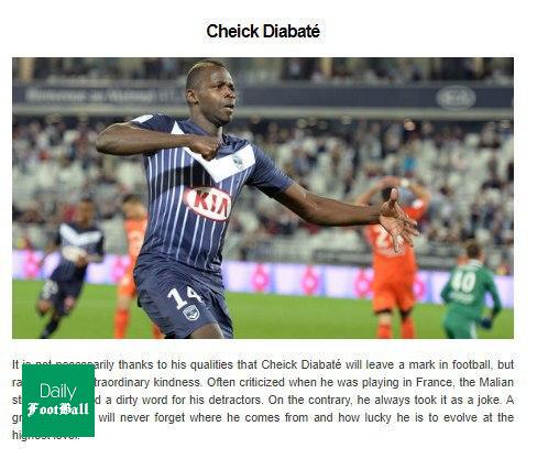 شیخ دیاباته در لیست دوست داشتنی ترین بازیکنان دنیا