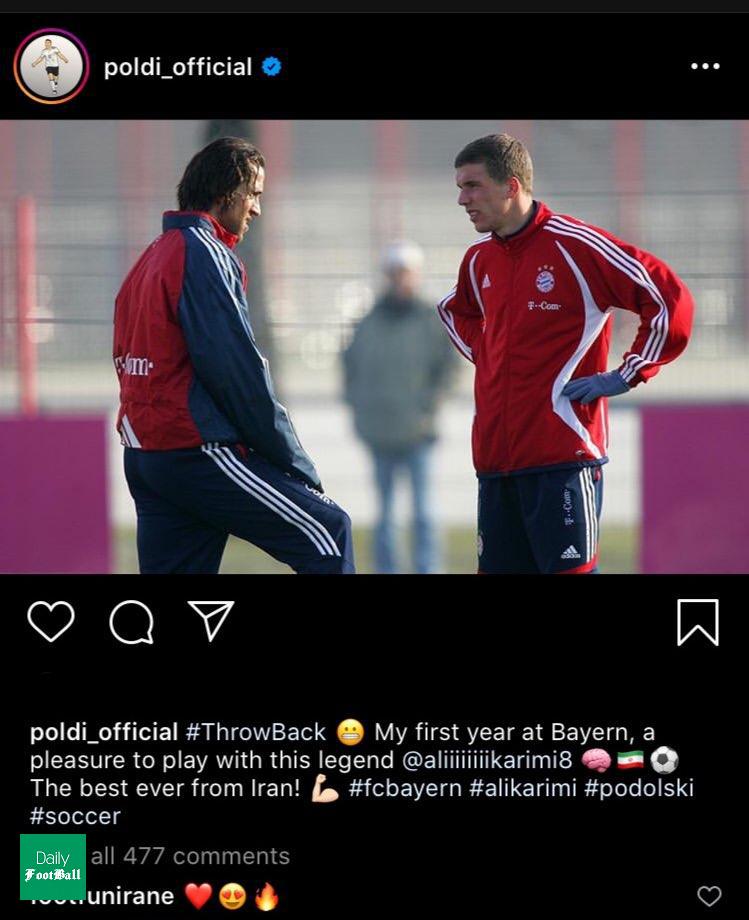 خاطره بازی لوکاس پودولسکی با علی کریمی و بایرن مونیخ