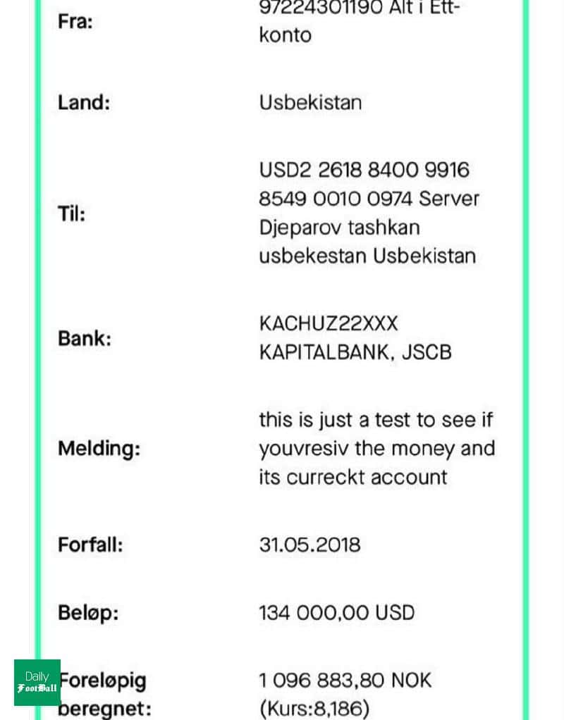 سند پرداخت جعلی استقلال به جپاروف لو رفت