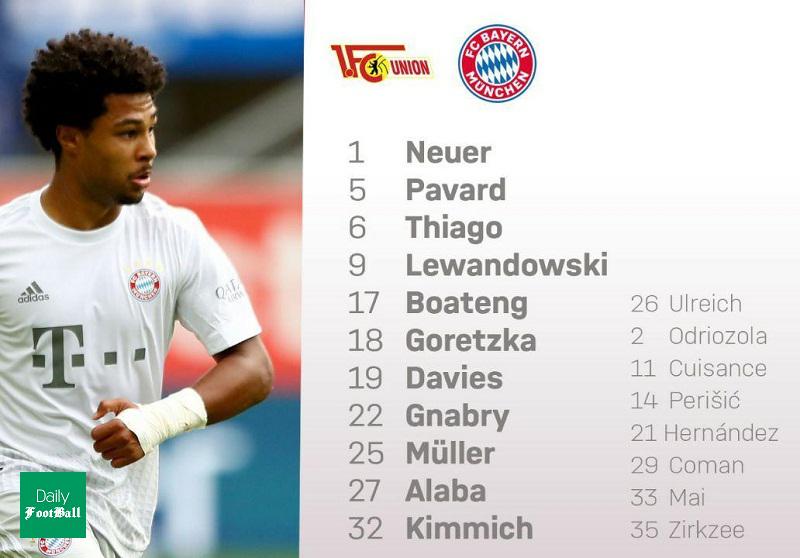 ترکیب بایرن مونیخ و یونیون برلین برای بازی امشب 28 اردیبهشت 99